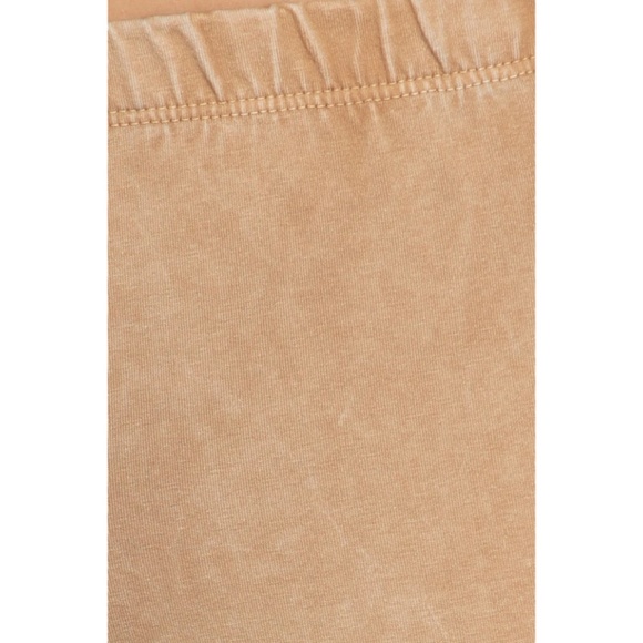 Beige Boho Mineral Wash Stretch Flared Bell Bottom Casual Pants - Picture 5 of 6